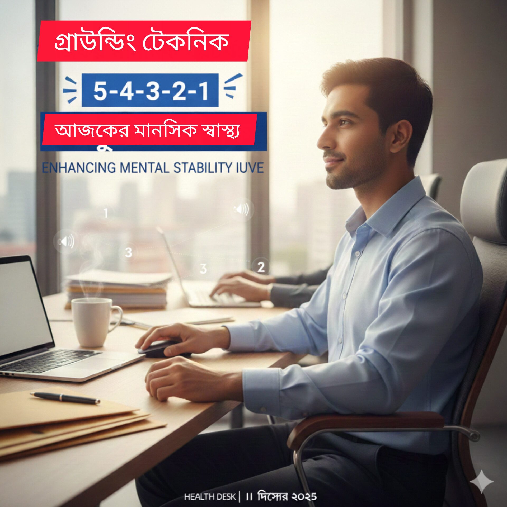 ৫–৪–৩–২–১গ্রাউন্ডিং টেকনিক ব্যস্ত জীবনে বাড়াচ্ছে মানসিক স্থিরতা