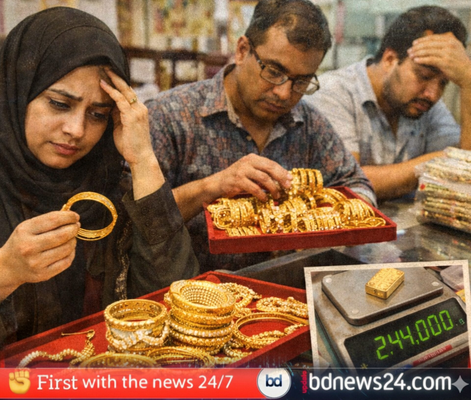 স্বর্ণবাজারে অস্বস্তি ভরিতে ২ লাখ ৪৪ হাজার টাকা ছাড়িয়ে নতুন রেকর্ড